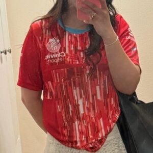 Red Graphic Tee and Lace Skirt